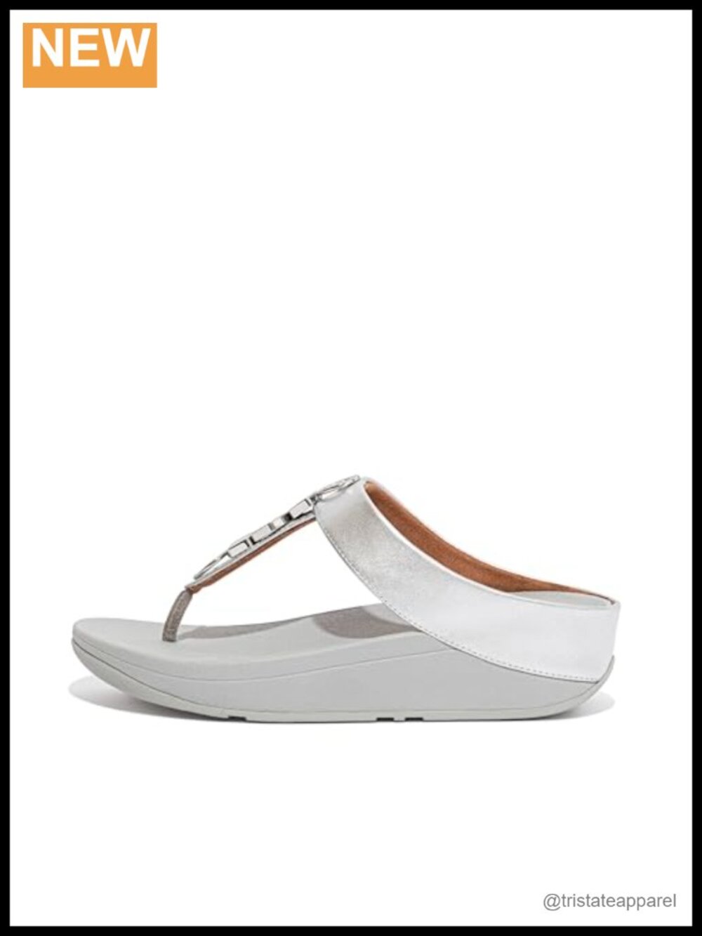 FitFlop Fino Stone Trim Toe-Post Sandals Leather Wedge Comfort